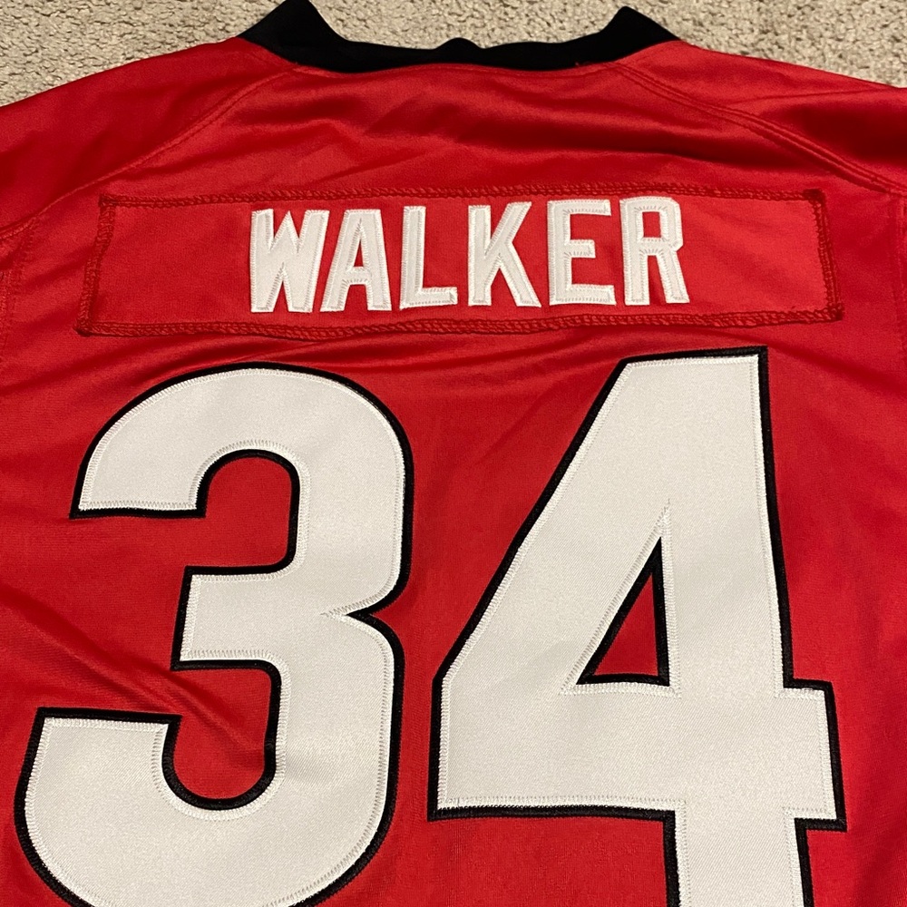 Nike Red Georgia Bulldogs #34 Walker Football Jersey with Black Trim - Picture 9 of 9